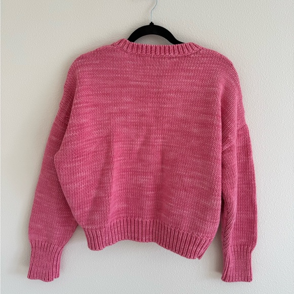 Misha & Puff womens size 1 pink v neck wedge cardigan sweater 100% pima cotton - Picture 2 of 6